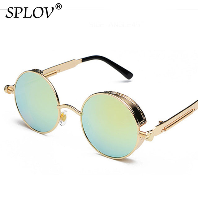 Retro Round Steam Punk Sunglasses Men Women Brand Designer Small Circle Sun Glasses AV8R