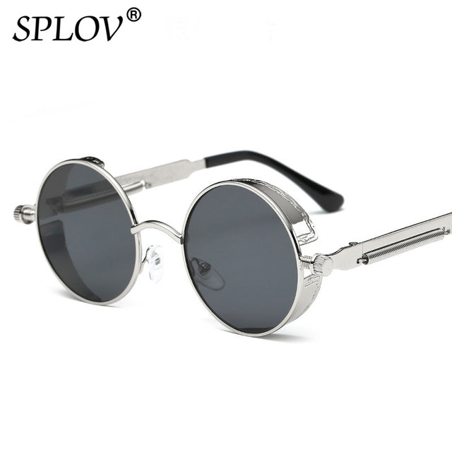 Retro Round Steam Punk Sunglasses Men Women Brand Designer Small Circle Sun Glasses AV8R