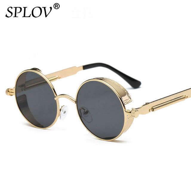 Retro Round Steam Punk Sunglasses Men Women Brand Designer Small Circle Sun Glasses AV8R