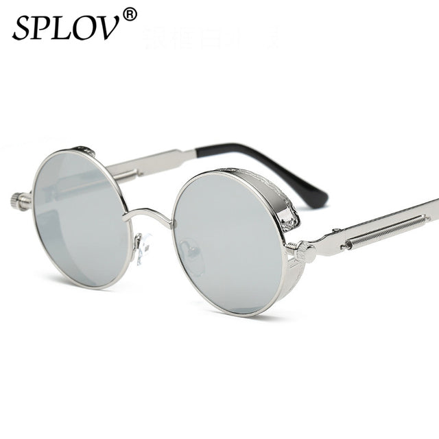 Retro Round Steam Punk Sunglasses Men Women Brand Designer Small Circle Sun Glasses AV8R