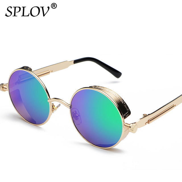 Retro Round Steam Punk Sunglasses Men Women Brand Designer Small Circle Sun Glasses AV8R