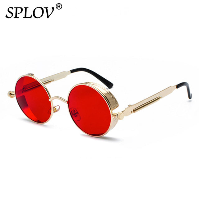 Retro Round Steam Punk Sunglasses Men Women Brand Designer Small Circle Sun Glasses AV8R