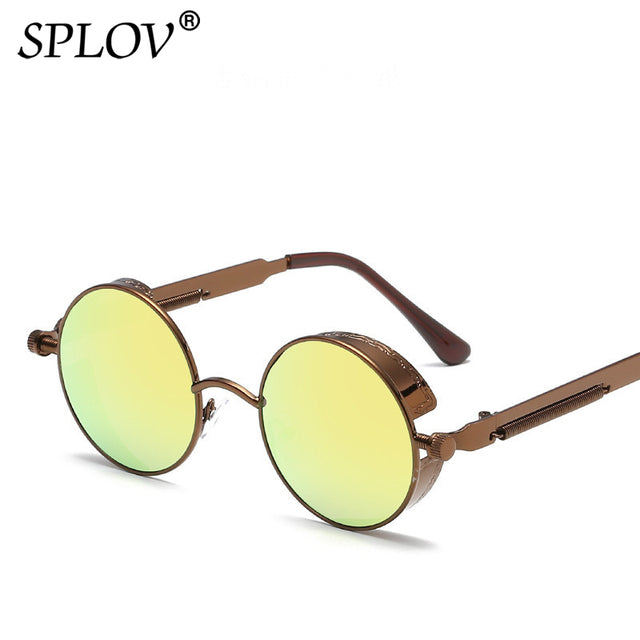 Retro Round Steam Punk Sunglasses Men Women Brand Designer Small Circle Sun Glasses AV8R