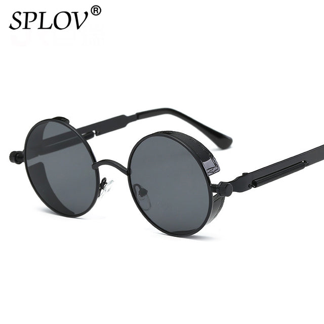 Retro Round Steam Punk Sunglasses Men Women Brand Designer Small Circle Sun Glasses AV8R