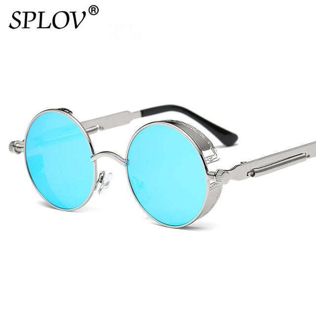 Retro Round Steam Punk Sunglasses Men Women Brand Designer Small Circle Sun Glasses AV8R