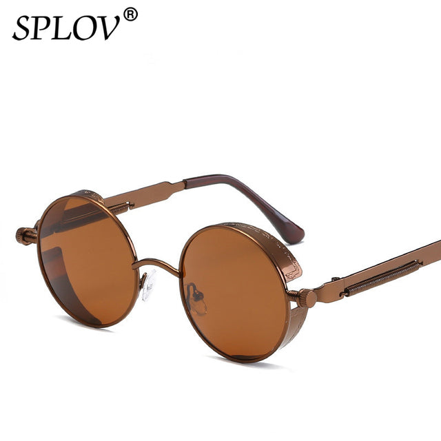 Retro Round Steam Punk Sunglasses Men Women Brand Designer Small Circle Sun Glasses AV8R