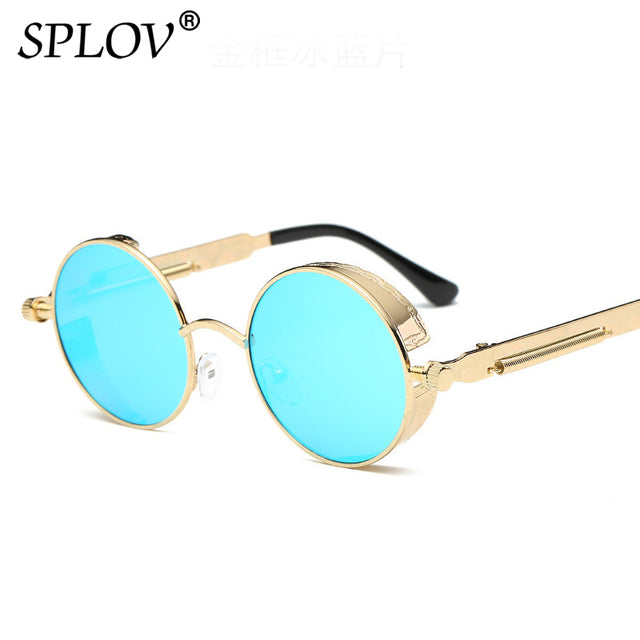 Retro Round Steam Punk Sunglasses Men Women Brand Designer Small Circle Sun Glasses AV8R