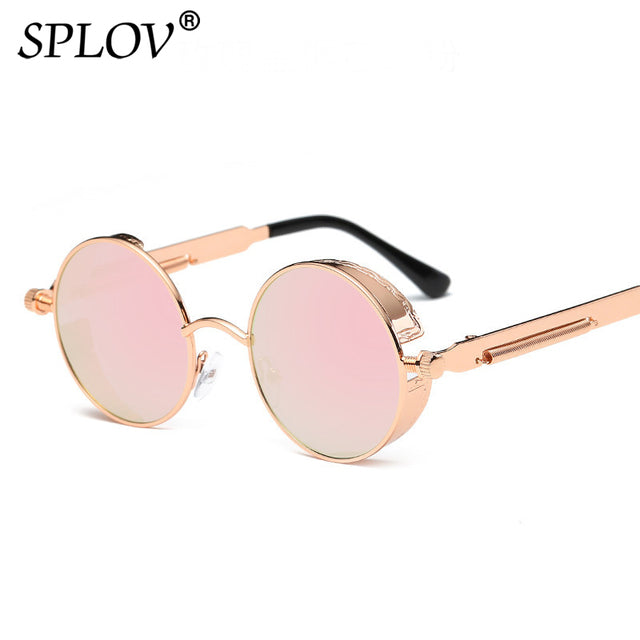 Retro Round Steam Punk Sunglasses Men Women Brand Designer Small Circle Sun Glasses AV8R