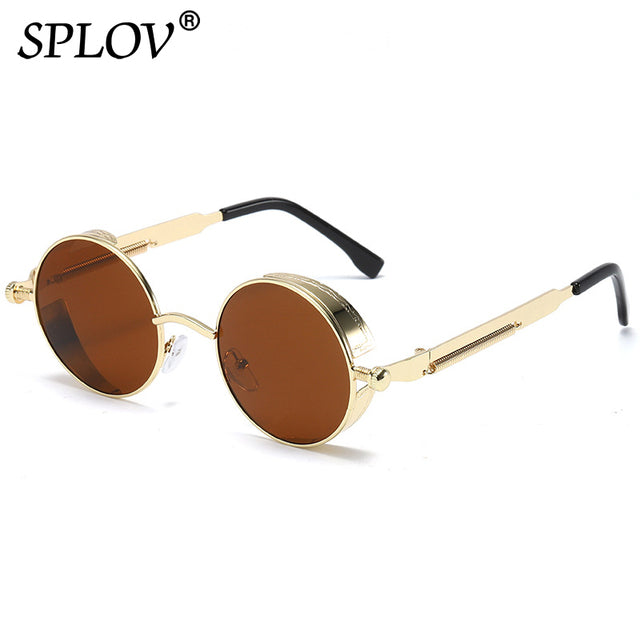 Retro Round Steam Punk Sunglasses Men Women Brand Designer Small Circle Sun Glasses AV8R