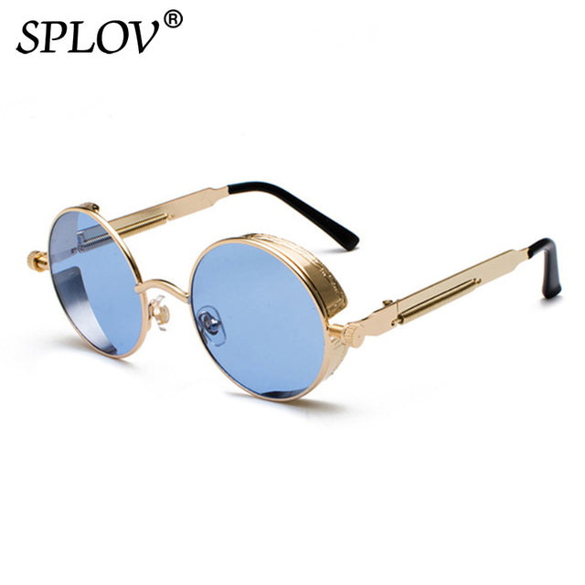 Retro Round Steam Punk Sunglasses Men Women Brand Designer Small Circle Sun Glasses AV8R