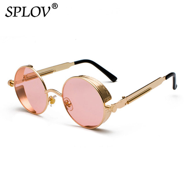 Retro Round Steam Punk Sunglasses Men Women Brand Designer Small Circle Sun Glasses AV8R