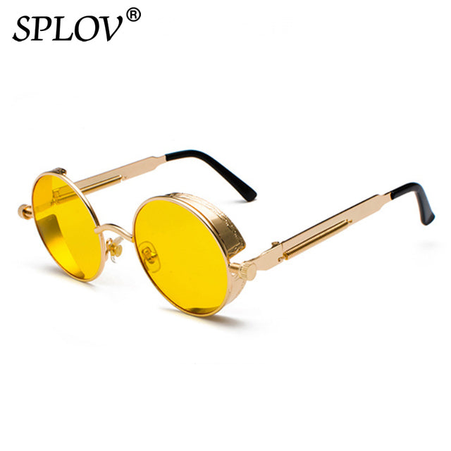 Retro Round Steam Punk Sunglasses Men Women Brand Designer Small Circle Sun Glasses AV8R