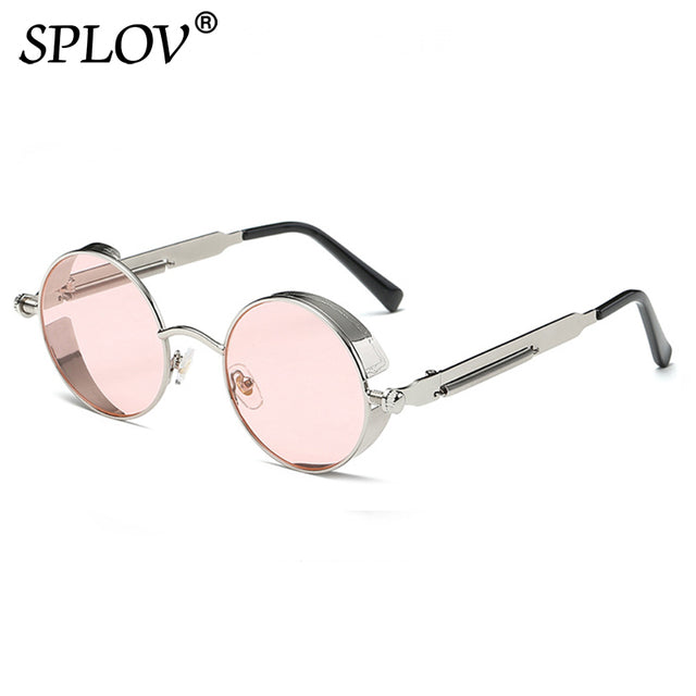 Retro Round Steam Punk Sunglasses Men Women Brand Designer Small Circle Sun Glasses AV8R