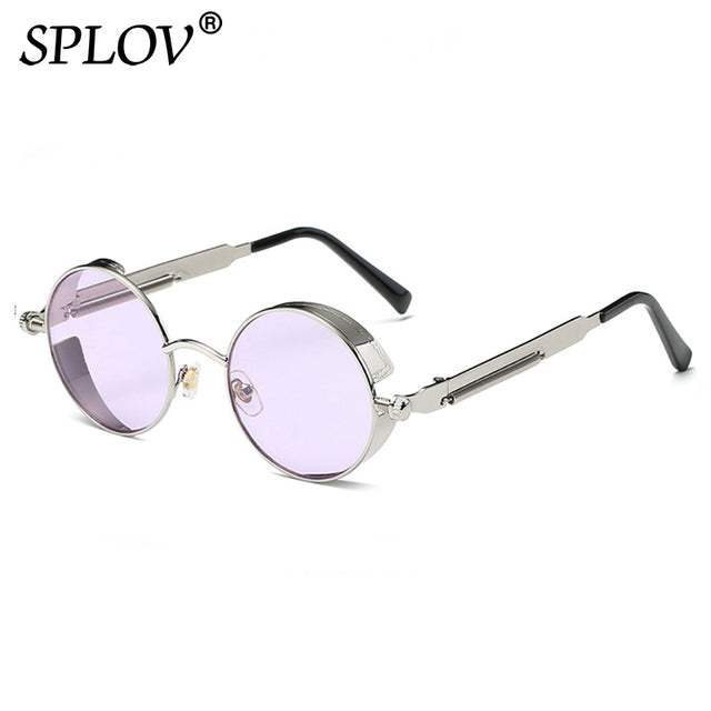 Retro Round Steam Punk Sunglasses Men Women Brand Designer Small Circle Sun Glasses AV8R