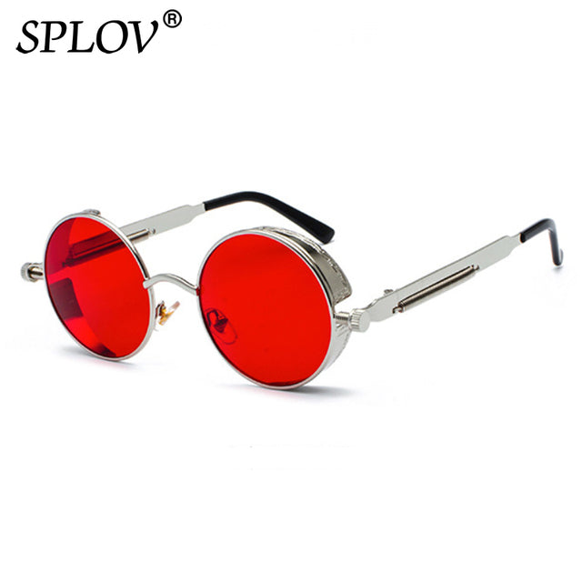 Retro Round Steam Punk Sunglasses Men Women Brand Designer Small Circle Sun Glasses AV8R