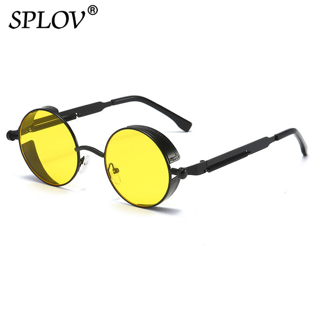 Retro Round Steam Punk Sunglasses Men Women Brand Designer Small Circle Sun Glasses AV8R