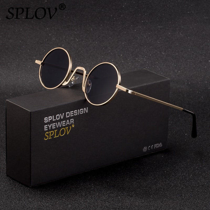 SPLOV Vintage Rap Sunglasses Men Women Steam Punk Style Hip-Hop Small Round Metal AV8R