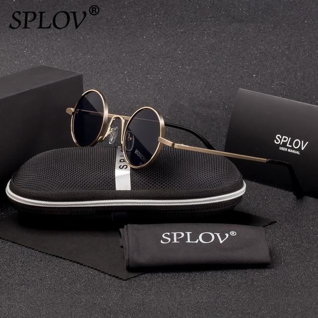 SPLOV Vintage Rap Sunglasses Men Women Steam Punk Style Hip-Hop Small Round Metal AV8R