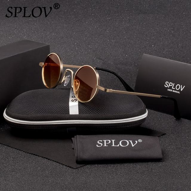 SPLOV Vintage Rap Sunglasses Men Women Steam Punk Style Hip-Hop Small Round Metal AV8R