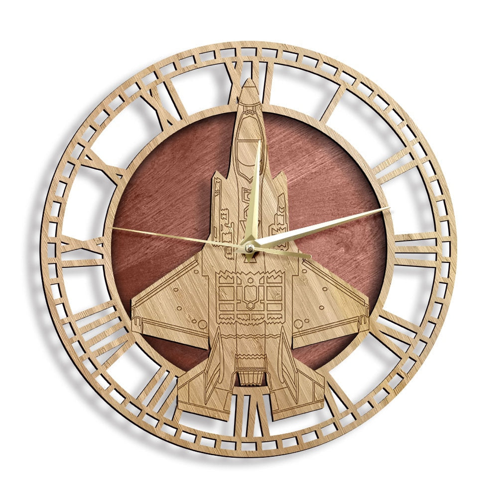 F-35 A Lightning II Airplane Wooden Wall Clock THE AVIATOR