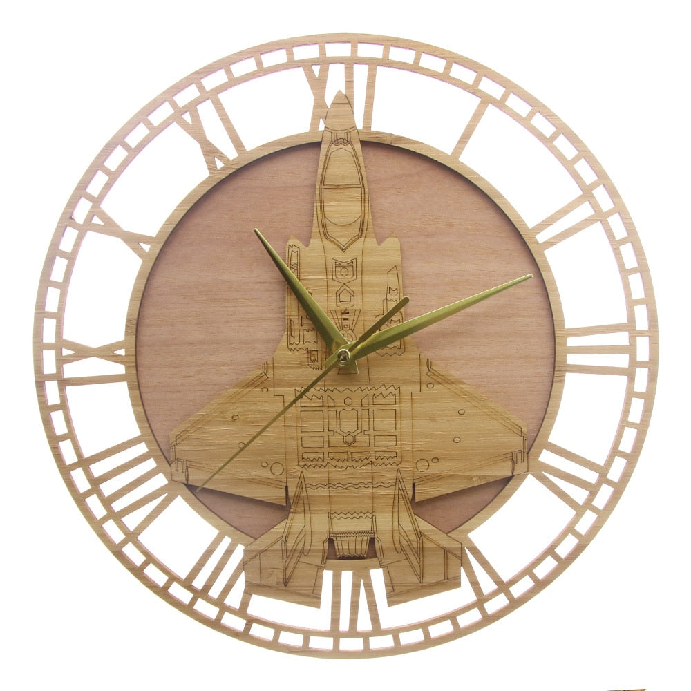 F-35 A Lightning II Airplane Wooden Wall Clock THE AVIATOR