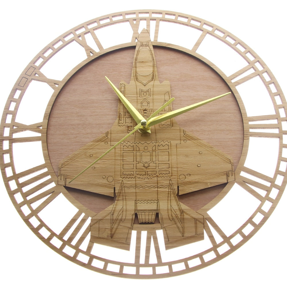 F-35 A Lightning II Airplane Wooden Wall Clock THE AVIATOR