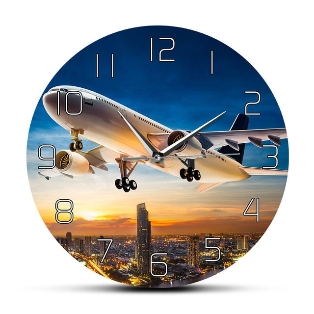 TAKE OFF SUNSET AEROPLANE AVIATOR HOME DECOR WALL CLOCK THE AVIATOR