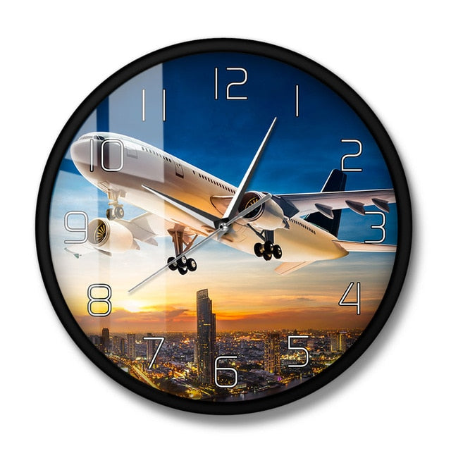 TAKE OFF SUNSET AEROPLANE AVIATOR HOME DECOR WALL CLOCK THE AVIATOR