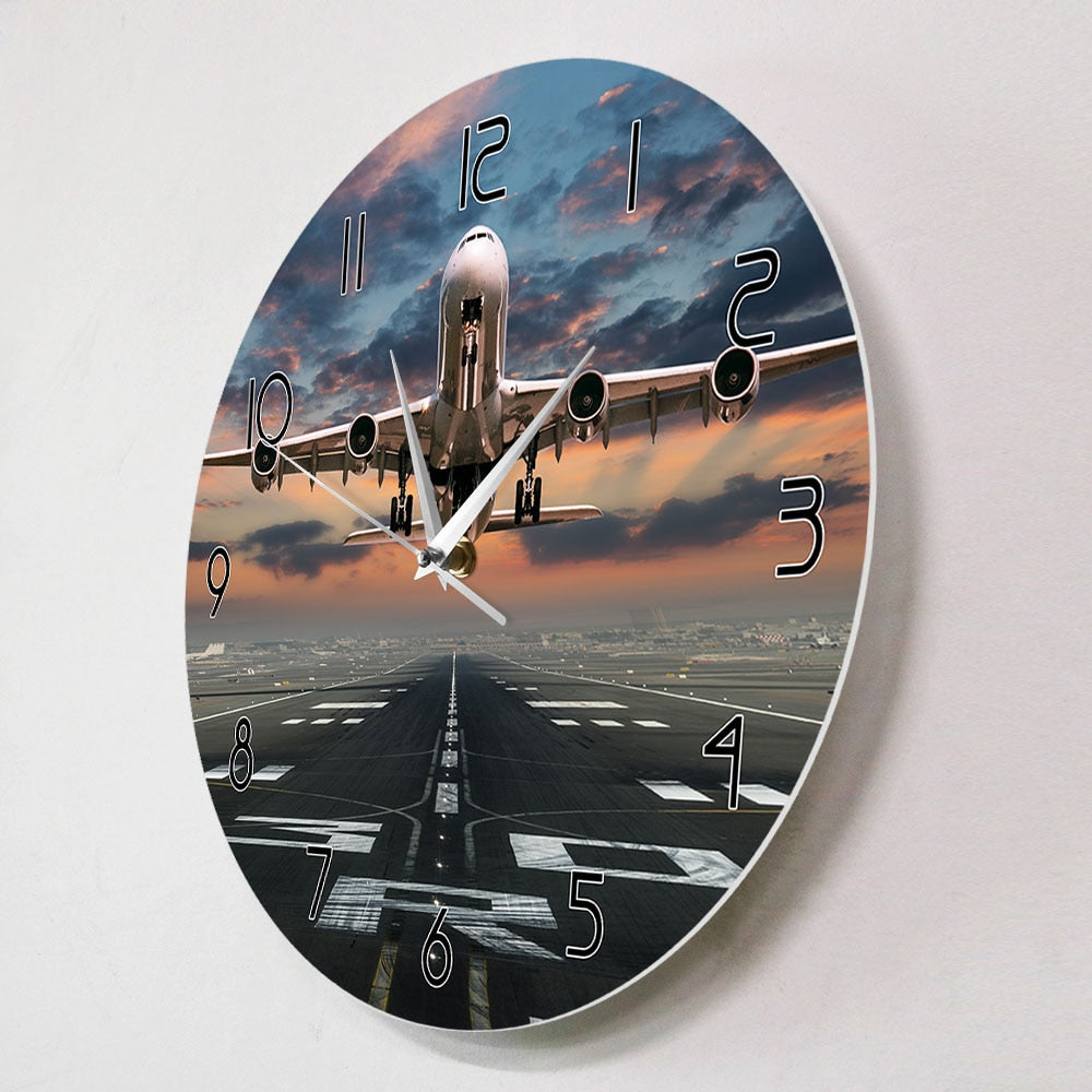 AIRPLANE TAKING OFF AVIATION PILOT WALL CLOCK THE AVIATOR