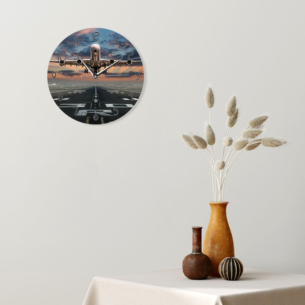 AIRPLANE TAKING OFF AVIATION PILOT WALL CLOCK THE AVIATOR