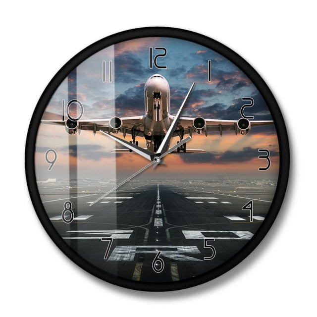 AIRPLANE TAKING OFF AVIATION PILOT WALL CLOCK THE AVIATOR