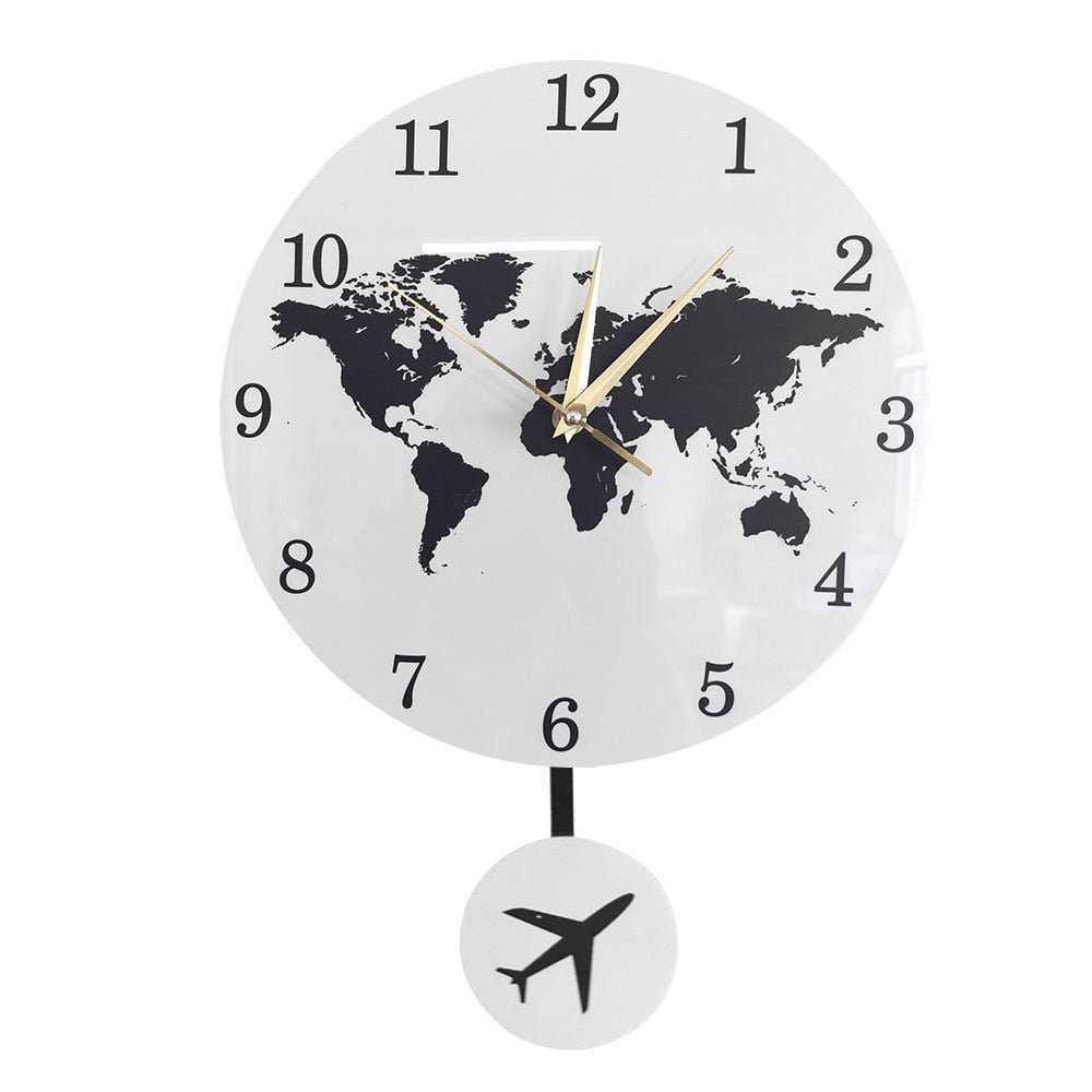 Earth Globe World Map Pendulum Clock THE AVIATOR