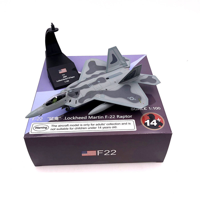 Aircraft Plane model 1/100 Scale Alloy Fighter F-22 US Air Force Aircraft F22 Raptor Model Toys Children Kid Gift for Collection AV8R