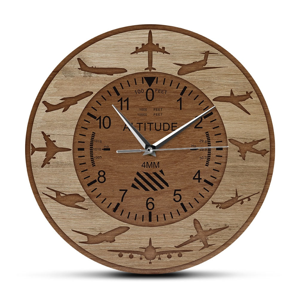 AIRPLANES ALTITUDE MEASUREMENT PRINTED WALL CLOCK. THE AVIATOR