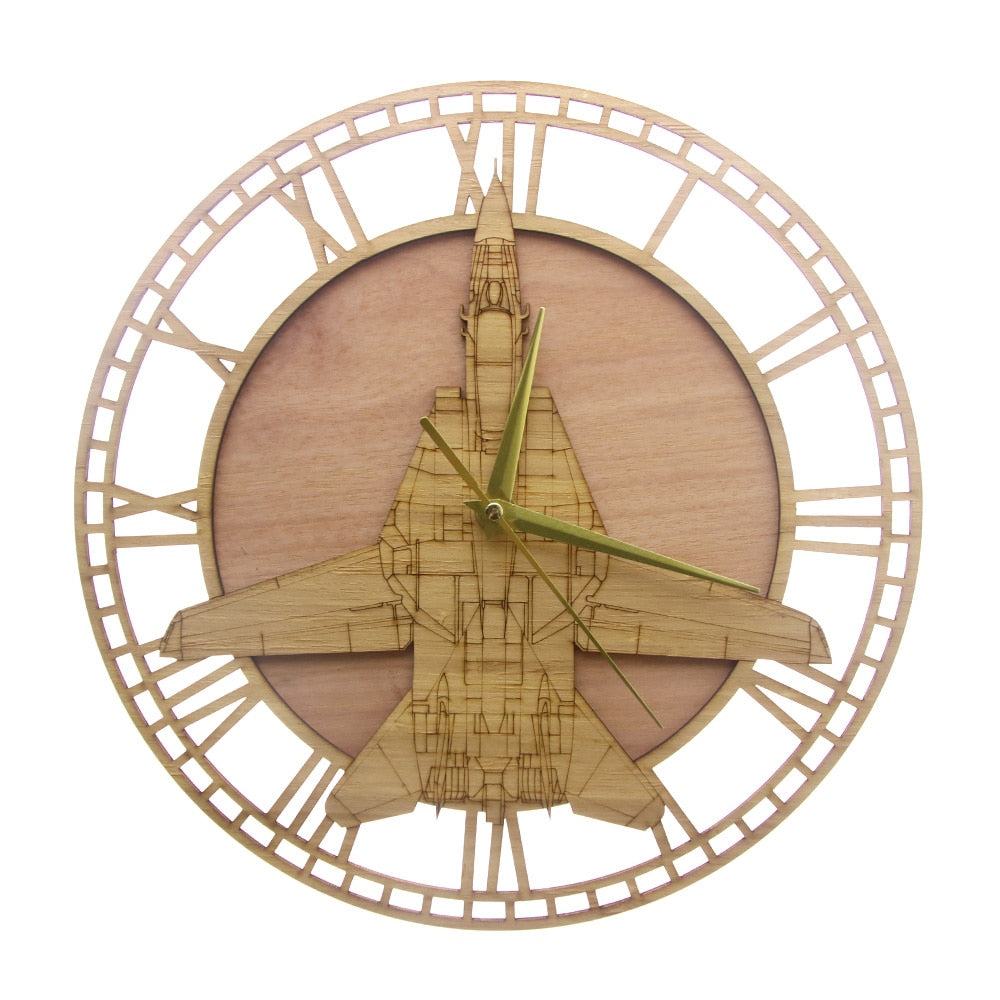 F-14 Tomcat Warplane Aircraft Wooden Wall Clock THE AVIATOR