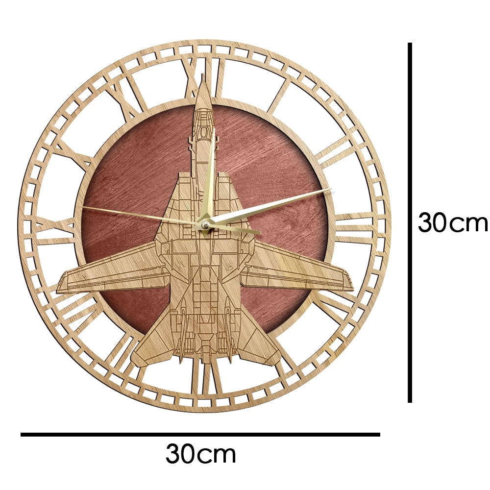 F-14 Tomcat Warplane Aircraft Wooden Wall Clock THE AVIATOR