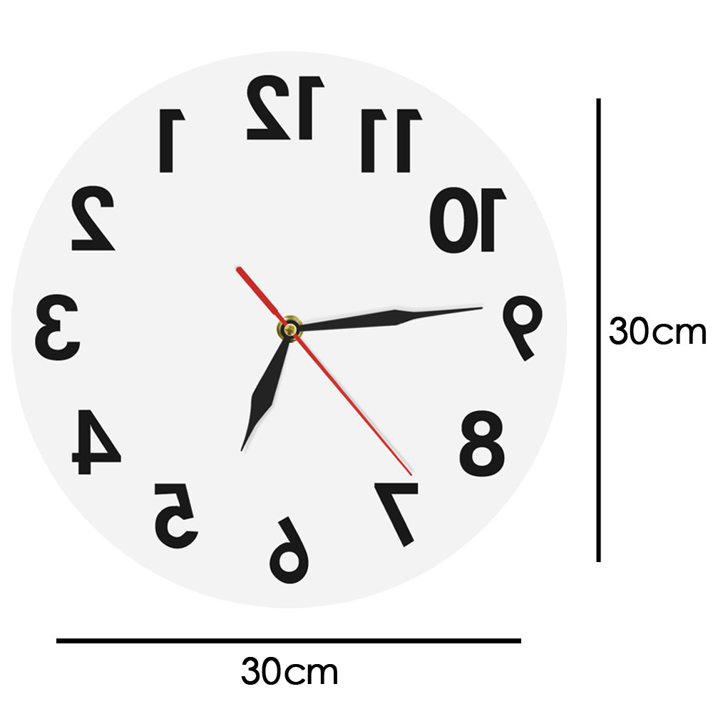 Reverse Wall Clock Unusual Numbers Backwards AV8R