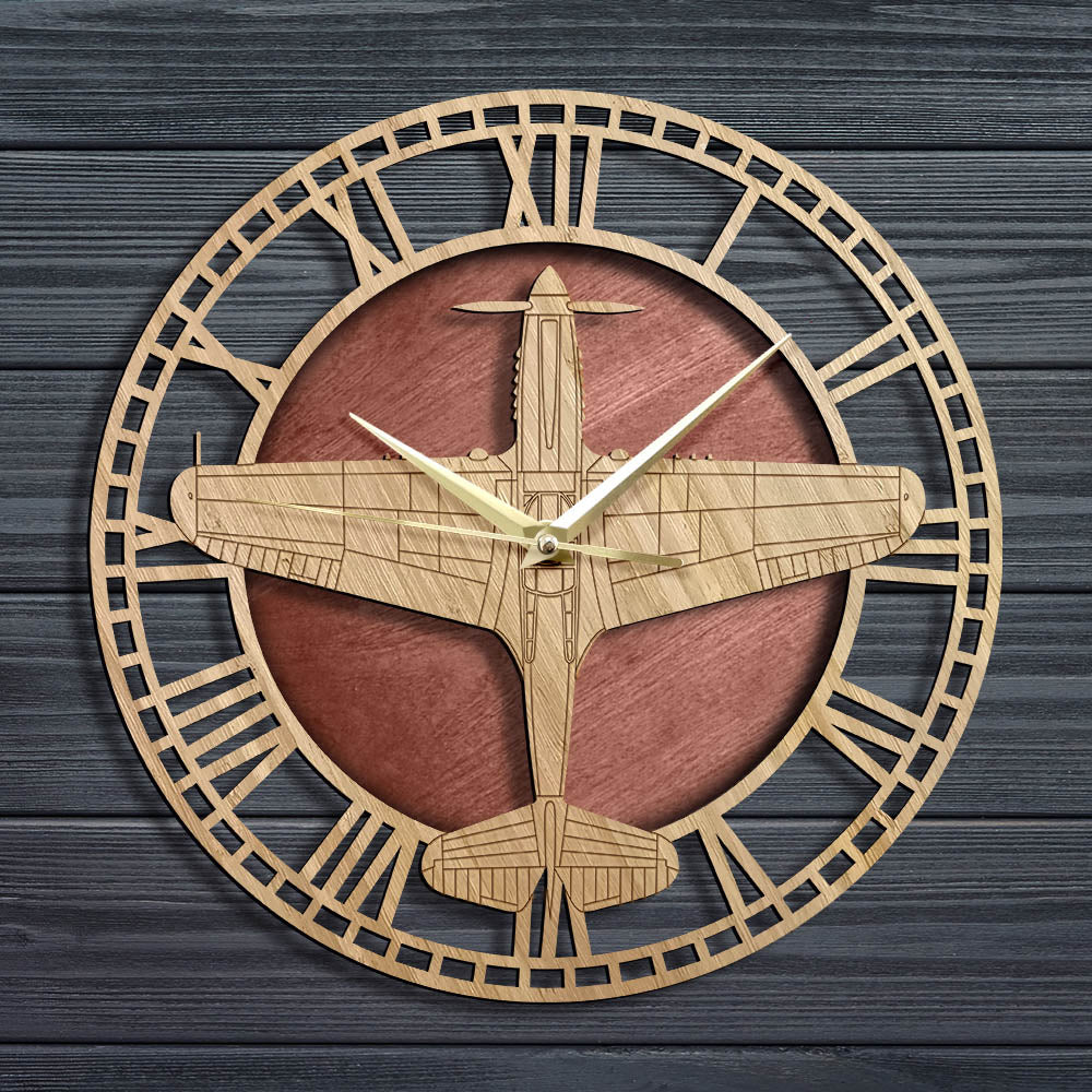 P-40 WARHAWK WOODEN WALL CLOCK THE AVIATOR