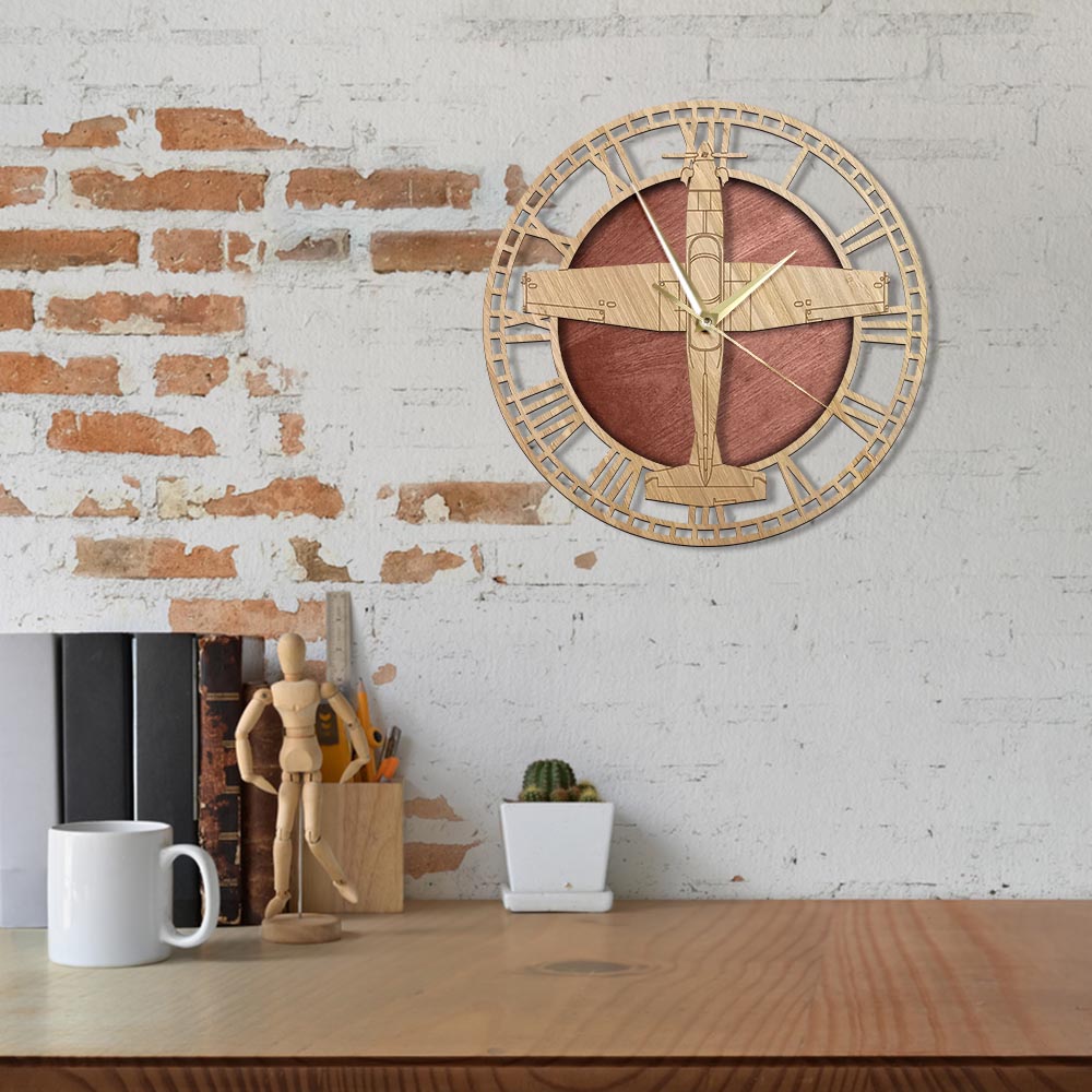 T-6 TEXAN II TURBOPROP AIRCRAFT WOODEN WALL CLOCK THE AVIATOR