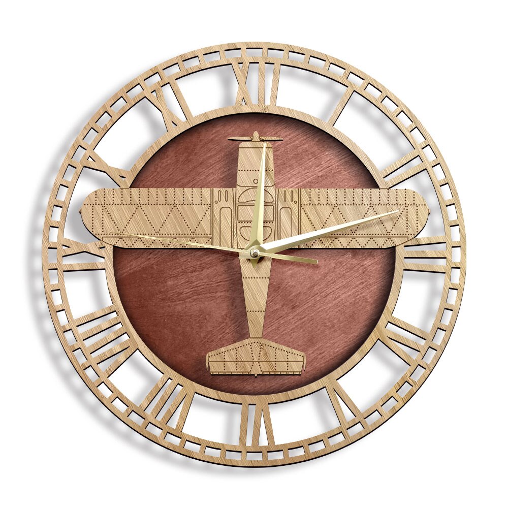 ERCOUP 415-C WOOD CARVED WALL CLOCK THE AVIATOR