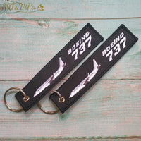 Thumbnail for Boeing 737 Keychain Luggage Tag Black Embroidery Aviation Key AV8R