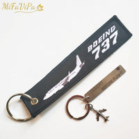 Thumbnail for Boeing 737 Keychain Luggage Tag Black Embroidery Aviation Key AV8R