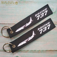 Thumbnail for Boeing 737 Keychain Luggage Tag Black Embroidery Aviation Key AV8R