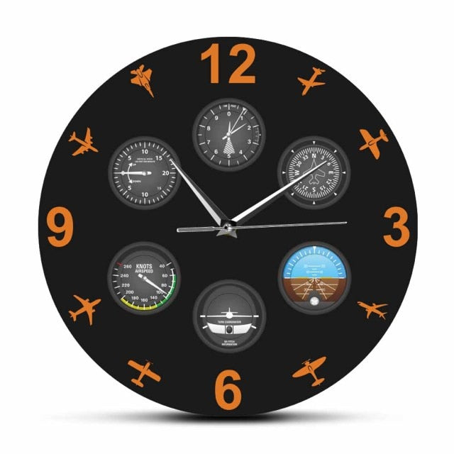 Aircrafts Modern Wall Clock Aviator Home Decor Flight Instrument THE AVIATOR