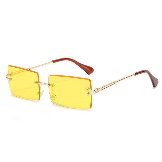 Trendy Rimless Rectangle Sunglasses New Cut Design Luxury Square Glasses AV8R