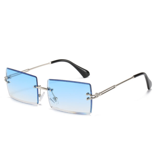 Trendy Rimless Rectangle Sunglasses New Cut Design Luxury Square Glasses AV8R