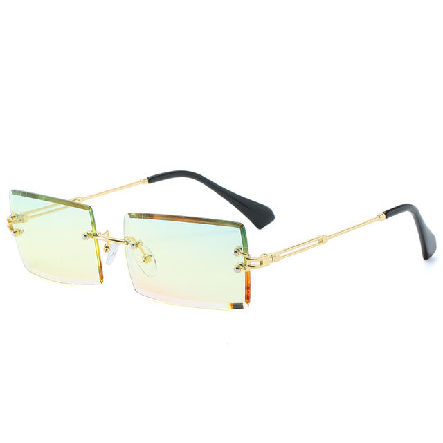 Trendy Rimless Rectangle Sunglasses New Cut Design Luxury Square Glasses AV8R