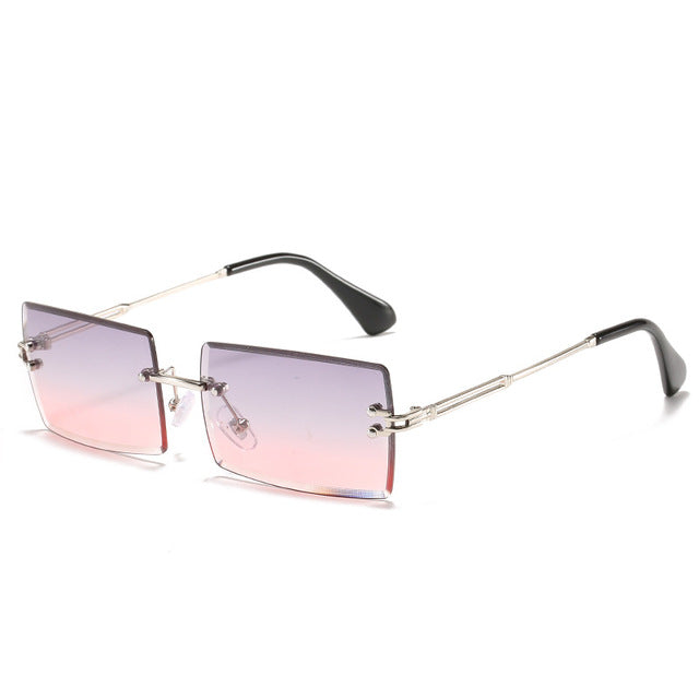 Trendy Rimless Rectangle Sunglasses New Cut Design Luxury Square Glasses AV8R