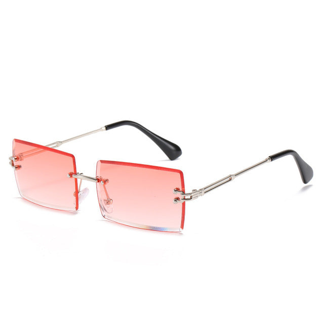 Trendy Rimless Rectangle Sunglasses New Cut Design Luxury Square Glasses AV8R