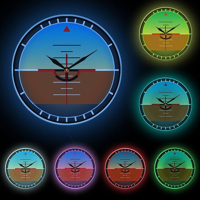 Airplane Instruments Aircraft Gyro Horizon Designed Wall Clock Aviator Airlines Home Decor Attitude Indicator Pilots Wall Watch AV8R